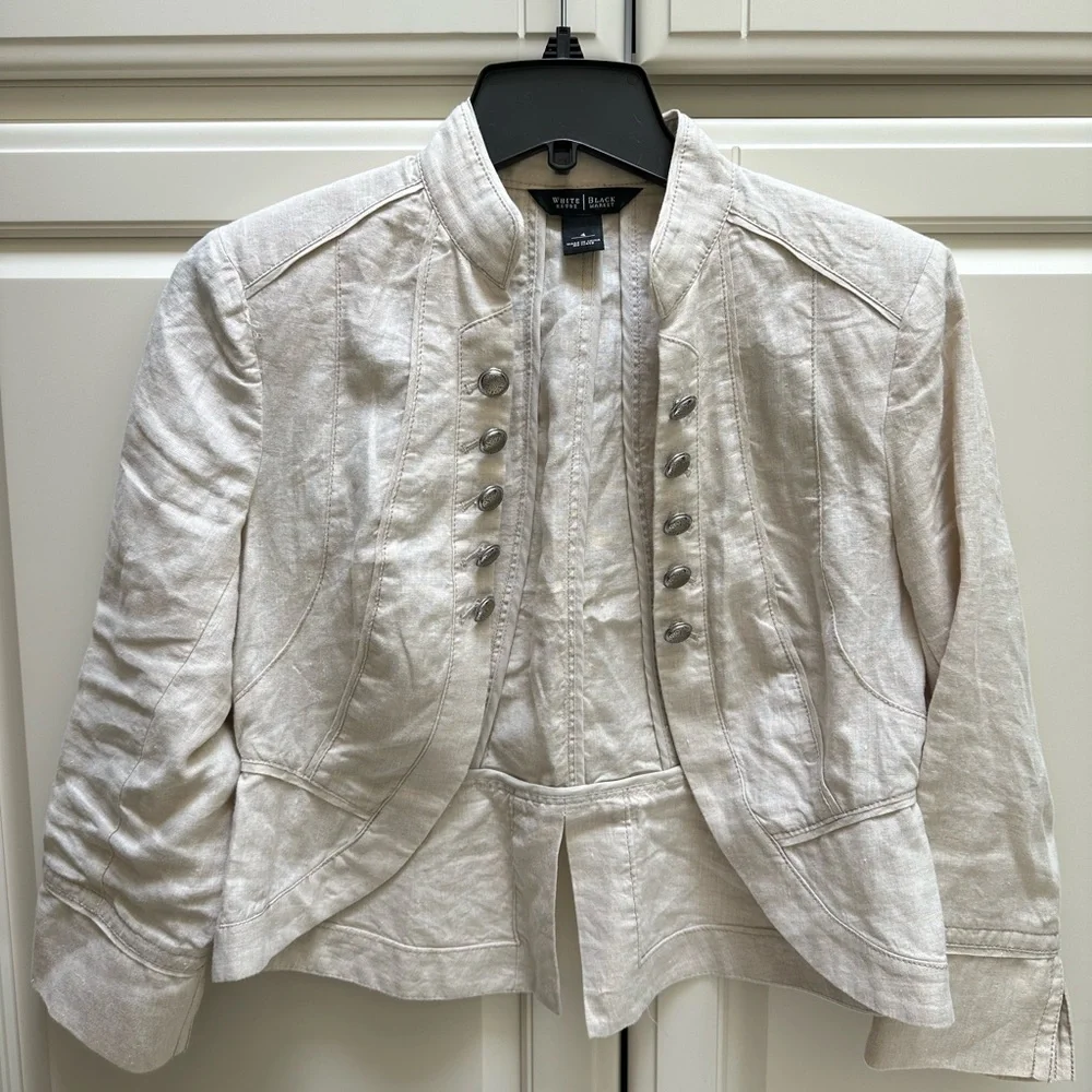 White House Black Market Cropped Linen Blazer - Picture 1 of 4